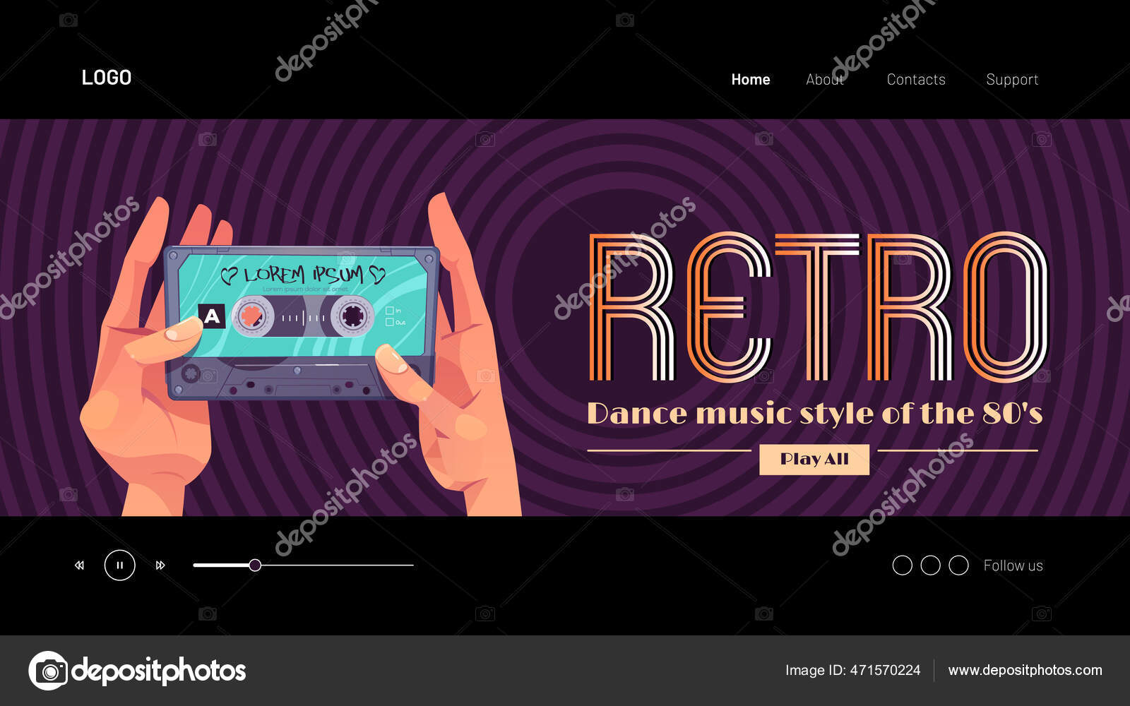 Estilo de música de dança retro de banner dos anos 80 imagem