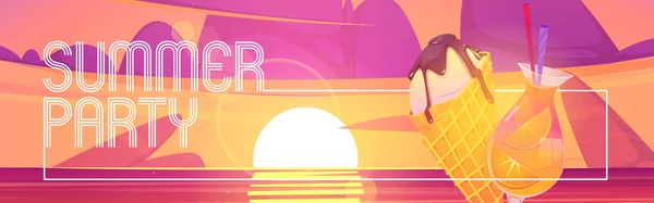 Sommerfest Cartoon-Banner mit Eistüte — Stockvektor
