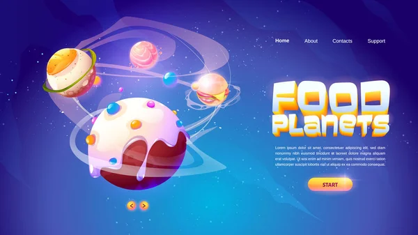 Food Planets banner του παιχνιδιού arcade — Διανυσματικό Αρχείο