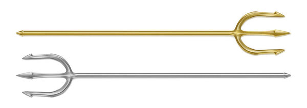 Gold and silver trident, devil pitchfork
