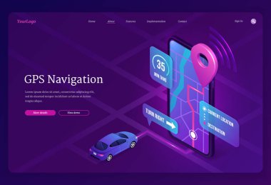 Akıllı telefondan GPS navigasyonunun vektör flaması
