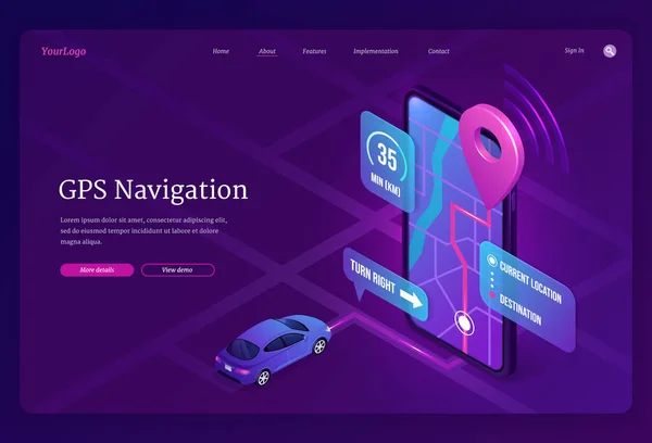 Vektorbanner for GPS-navigasjon på smarttelefon – stockvektor