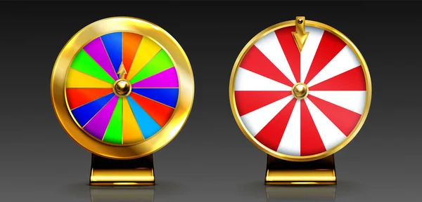 Rueda de oro de la fortuna para el juego de lotería o casino — Vector de stock