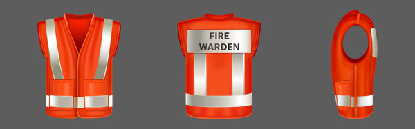 Red safety vest for fire warden