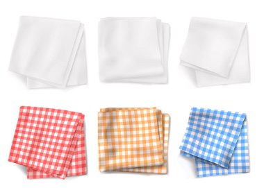 Gingham tablecloths and white kitchen towels