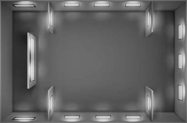 Top view of gallery with blank picture frames — Image vectorielle