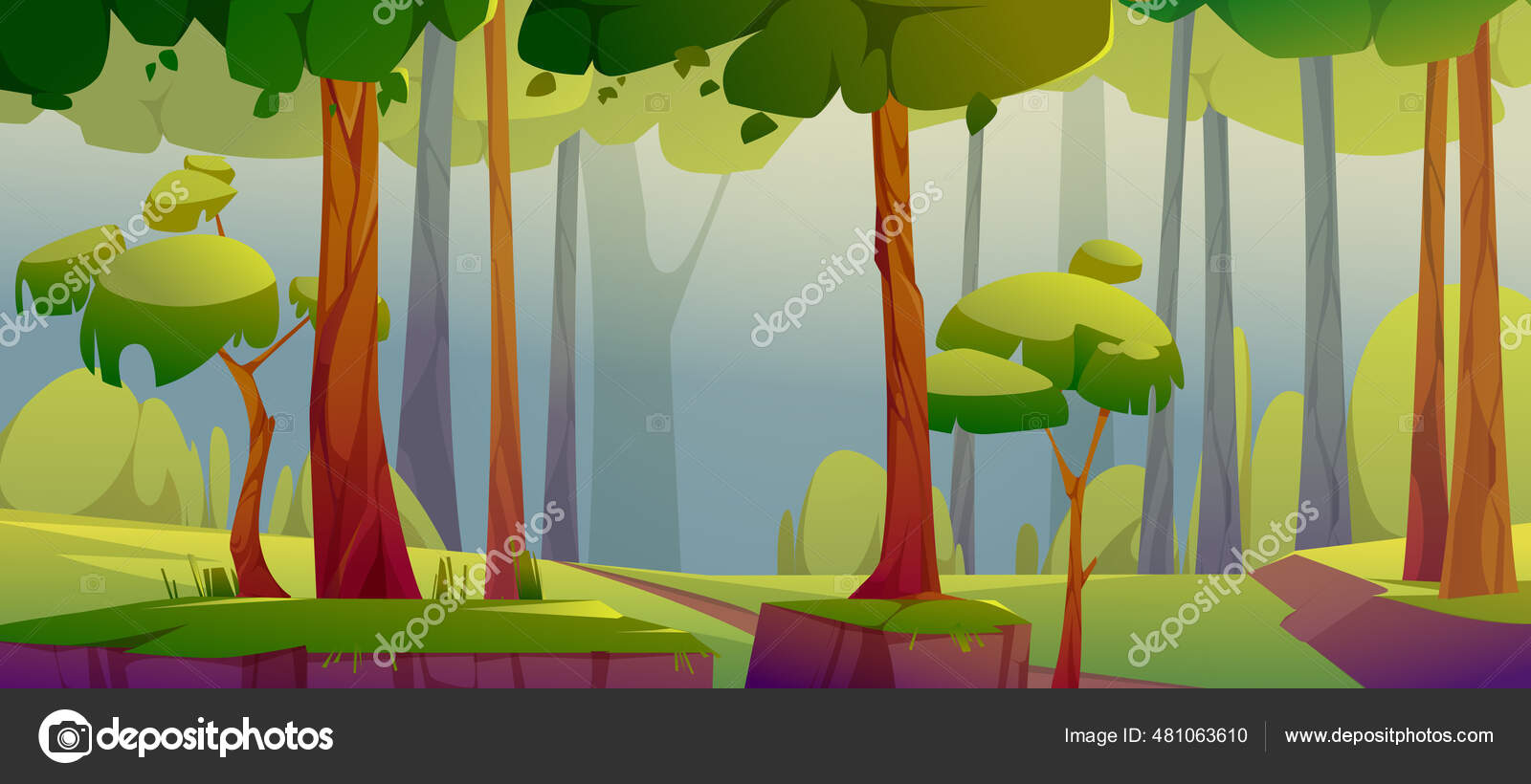 Jogo De Desenhos Animados Madeira Paisagem Fundo, Desenho Animado