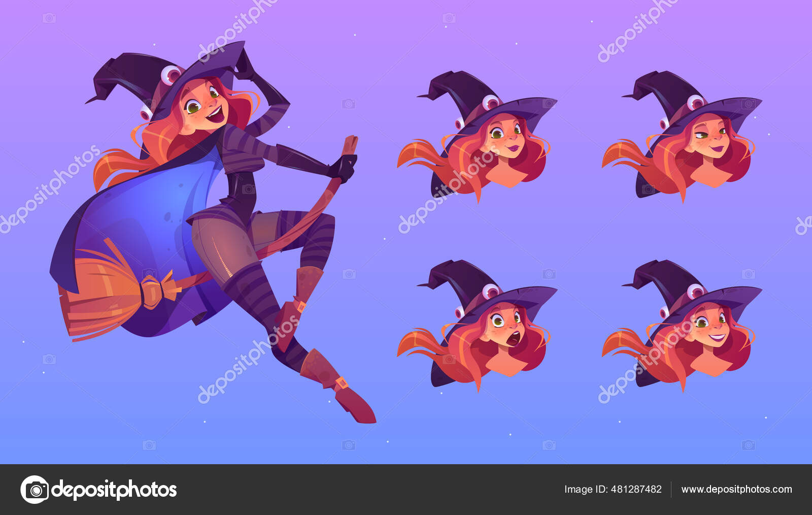 bruxa bonita com ilustração de design de personagens de varinha