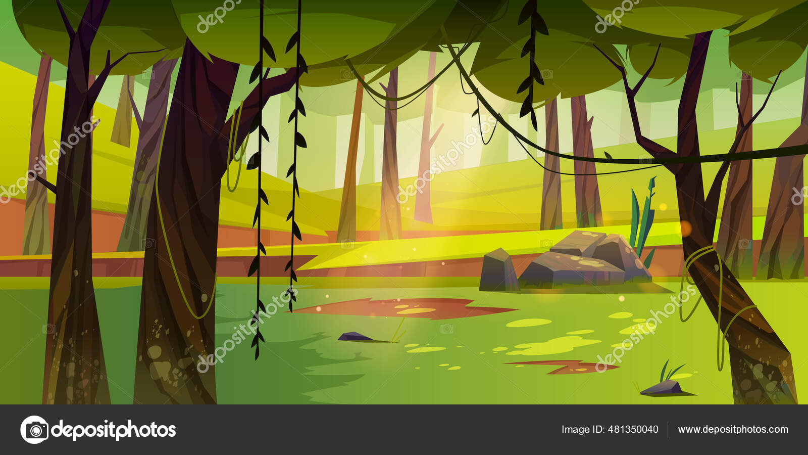 Natureza Paisagem Desenho Animado Vetor Fundo Animação Jogo Interface  Usuário vetor(es) de stock de ©buchan 431385784