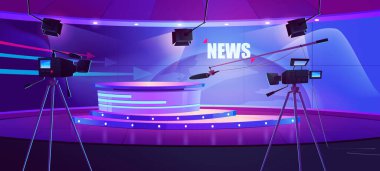 TV haber stüdyosu, televizyon yayın odası iç mekan