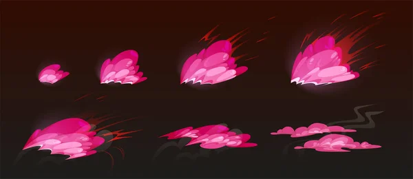 Sprites de explosión rosa para el juego o la animación — Archivo Imágenes Vectoriales