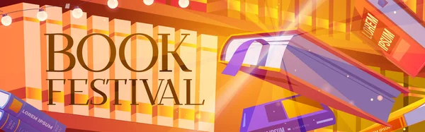Bannière de bande dessinée de festival de livres, best-sellers — Image vectorielle