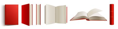 Kırmızı omurgalı ve boş 3D maketli kitap
