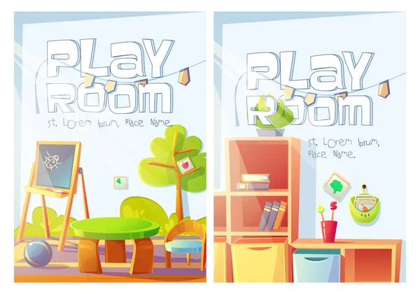 Διαφημιστικά φυλλάδια playroom με εσωτερικό νηπιαγωγείο — Διανυσματικό Αρχείο