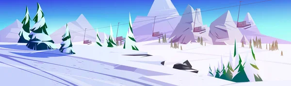 Zimní krajina s lyžařskými vleky v horách — Stockový vektor
