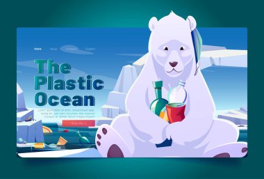 Plastik okyanus iniş sayfası, kutup ayısı, fok