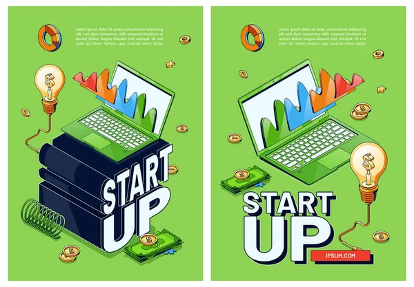 Vector posters of start up, new business — Stock Vector