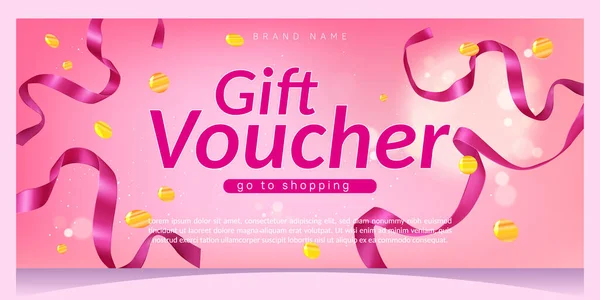 Gift voucher, shopping certificate with ribbons — Stockvektor