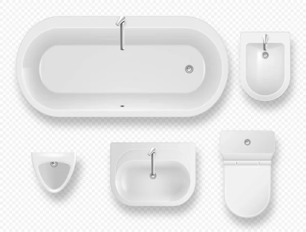 Conjunto de equipo de baño, artículos de aseo modernos — Vector de stock