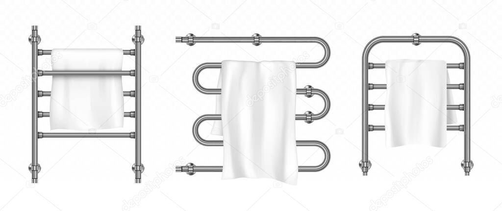 Towel hangs on dryer with metal rails