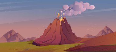 Lav, ateş ve dumanla volkanik patlama