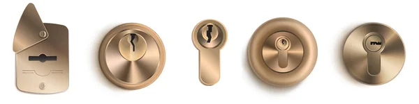 Золоті ключі 3d шаблони, Детальний макет набору — стоковий вектор