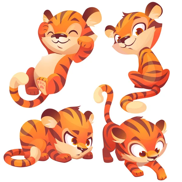 Cute baby tiger character sleep and sneaks