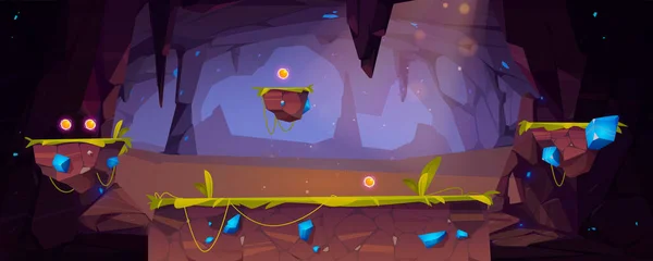 Oyun platformu yeraltı fantezi dünyası — Stok Vektör