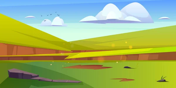 Cartoon Natur Landschaft grüne Wiese mit Gras — Stockvektor