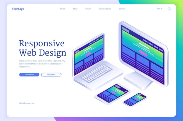 Векторний банер адаптивного веб-дизайну — стоковий вектор