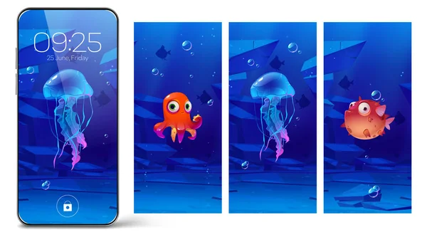 Smartphone lock screens with underwater animals