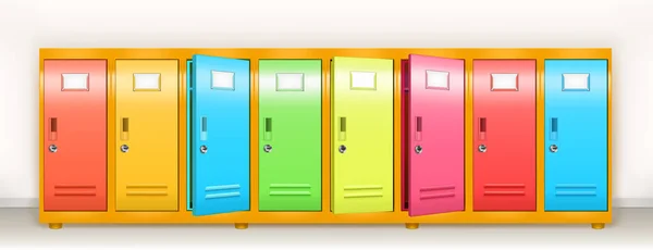 Kleurrijke kluisjes, school of sportschool kleedkamer — Stockvector