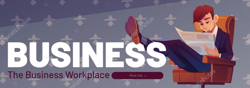 Business workplace poster with man read newspaper