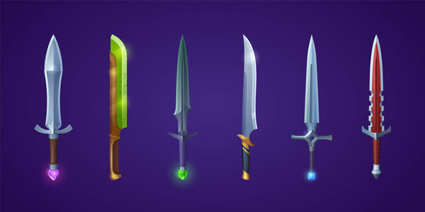 Set of magic swords, space laser futuristic blades