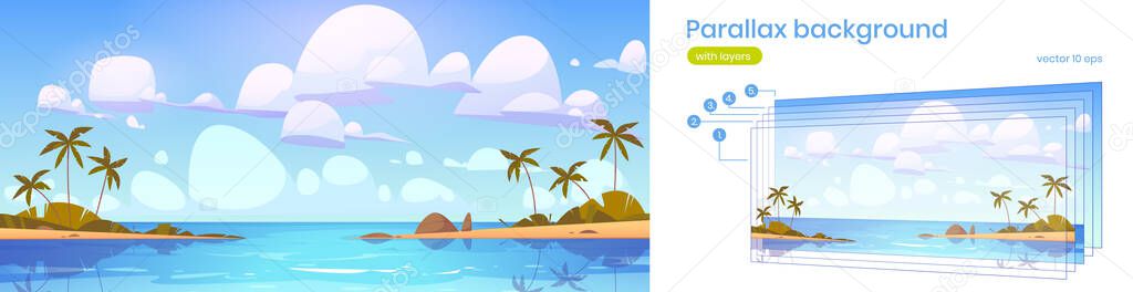 Parallax background with tropical sea bay