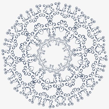 Dekoratif yuvarlak çerçeve. Soyut vektör çiçek süsleme.