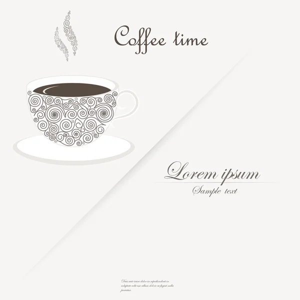 Tasse Kaffee mit lockigen Designelementen — Stockvektor
