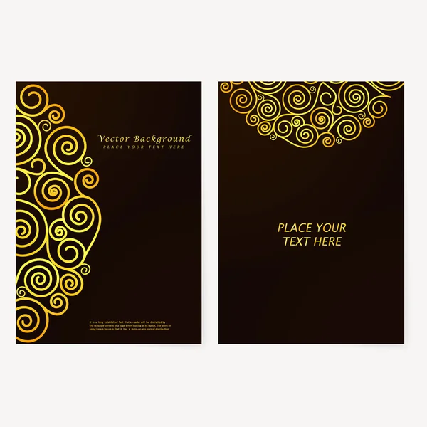 Vintage vector abstracte folder met gouden krullen — Stockvector