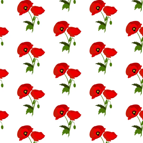 无缝模式与罂粟花朵 — 图库矢量图片