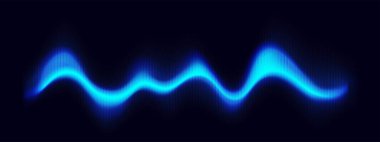 Neon ses eşitleyicili dinamik ses dalgası, soyut vektör arkaplanı. Müzik frekansı mavi gradyan spektrum ve titreşimli dijital dalga formu, siyah bg üzerinde ses enerjisi tasarımı