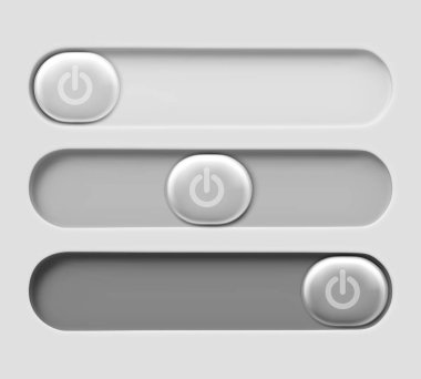 3 boyutlu düğmeyi gerçekçi gölge ve neumorfik tasarım ile değiştir. Kullanıcı arayüzü, uygulamalar ve ağ kontrolleri için başlangıç simgesine sahip gri kaydırma düğmesi yumuşak geçiş eylemi ile.