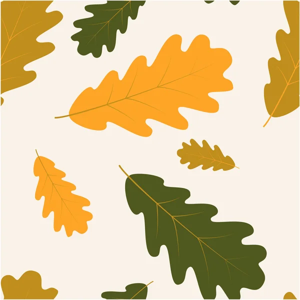 秋のオークの葉とシームレスなベクトルします。 — ストックベクタ