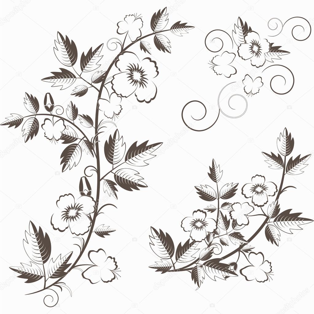 Vector retro floral background with flowers