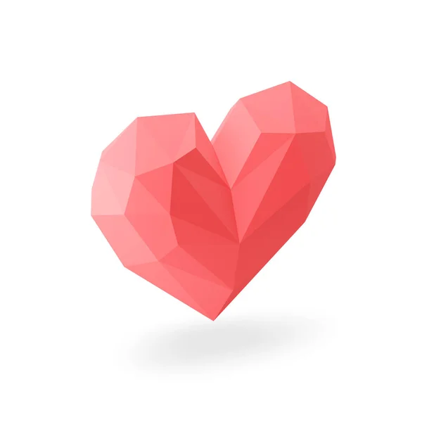 Красная Икона Низкополи Сердца Рендеринг — стоковое фото