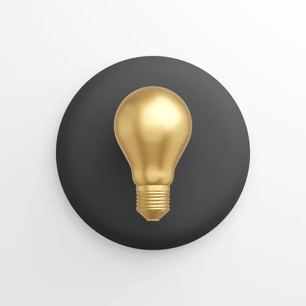 Ikonen Realistisk Guldlampa Rund Svart Knapp Rendering — Stockfoto