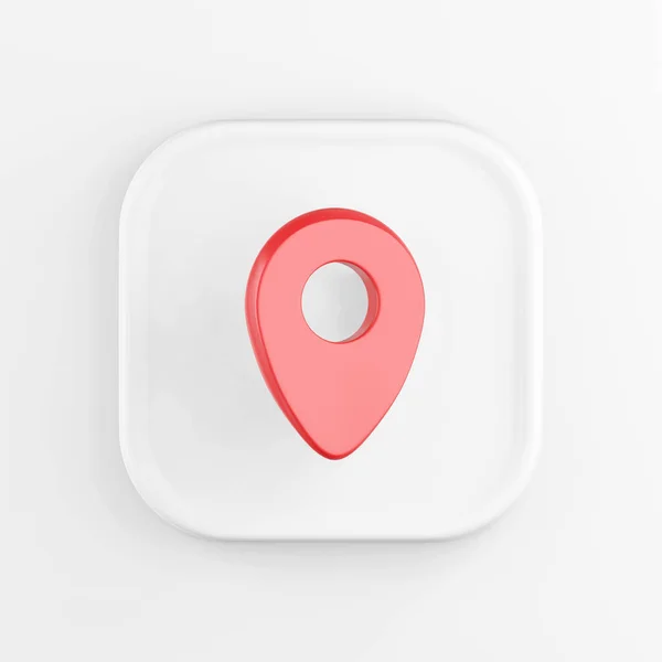 Rendering Square White Icon Button Key Red Location Symbol Isolated — Stock Photo, Image