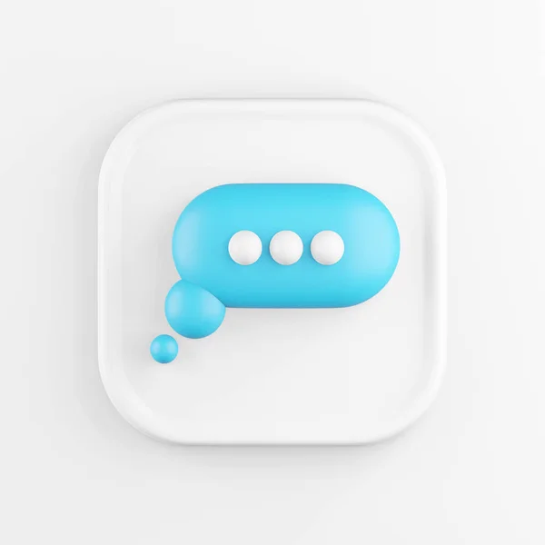 Rendering Square White Icon Button Key Blue Speech Bubble Isolated — Stock Photo, Image