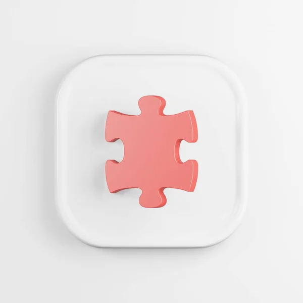 Red Puzzle Icon Rendering White Square Button Key Interface Element — Stock Photo, Image