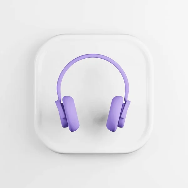 Purple Headphones Icon Rendering White Square Button Key Interface Element — Stock Photo, Image