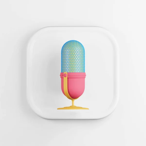 Разноцветный Значок Микрофона Рендеринг Белый Квадратный Ключ Кнопки Элемент Интерфейса — стоковое фото